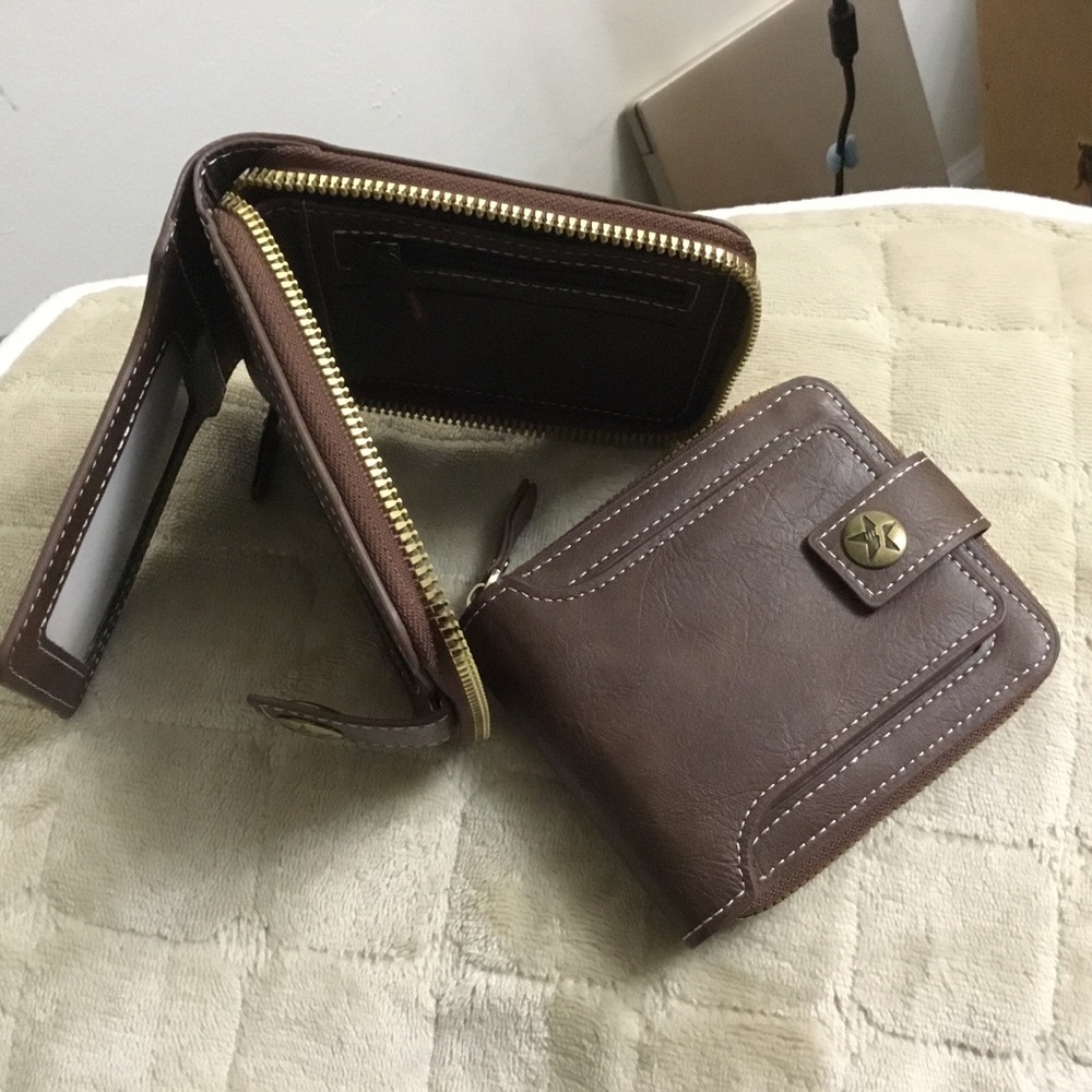 Men’s Faux Leather Snap & Zip Simple Wallet
